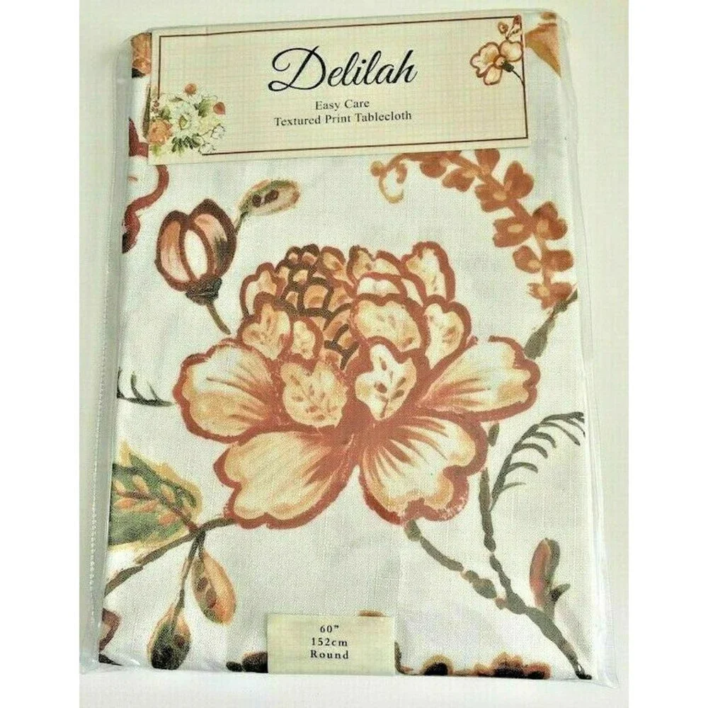 Thanksgiving Delilah Jacobean Floral Fabric Tablecloth 60